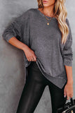 Dropped Shoulder Slit Sweatshirt - Trendsi - Flyclothing LLC