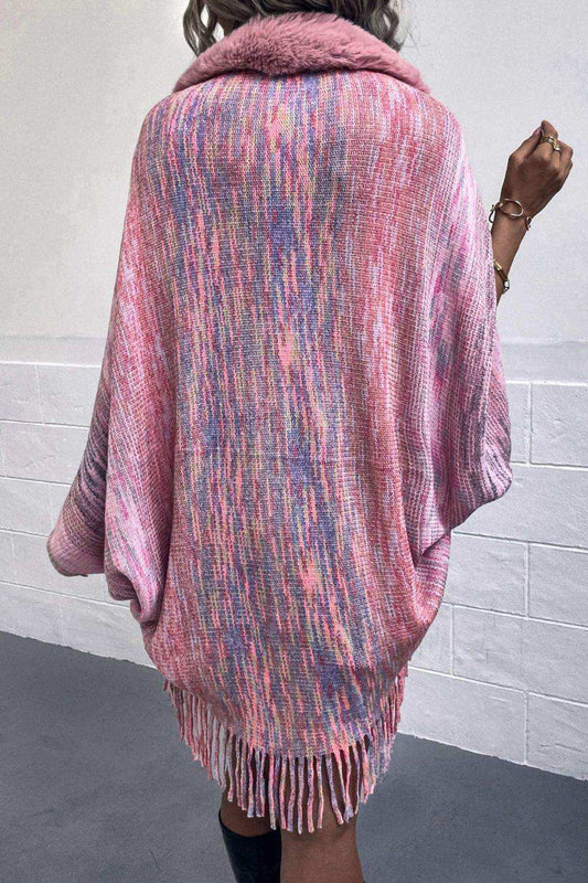 Open Front Fringe Hem Poncho - Trendsi - Flyclothing LLC