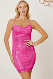 Sequin Spaghetti Strap Mini Wrap Dress - Trendsi - Flyclothing LLC