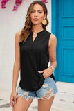 Eyelet Notched Sleeveless Top - Trendsi - Flyclothing LLC