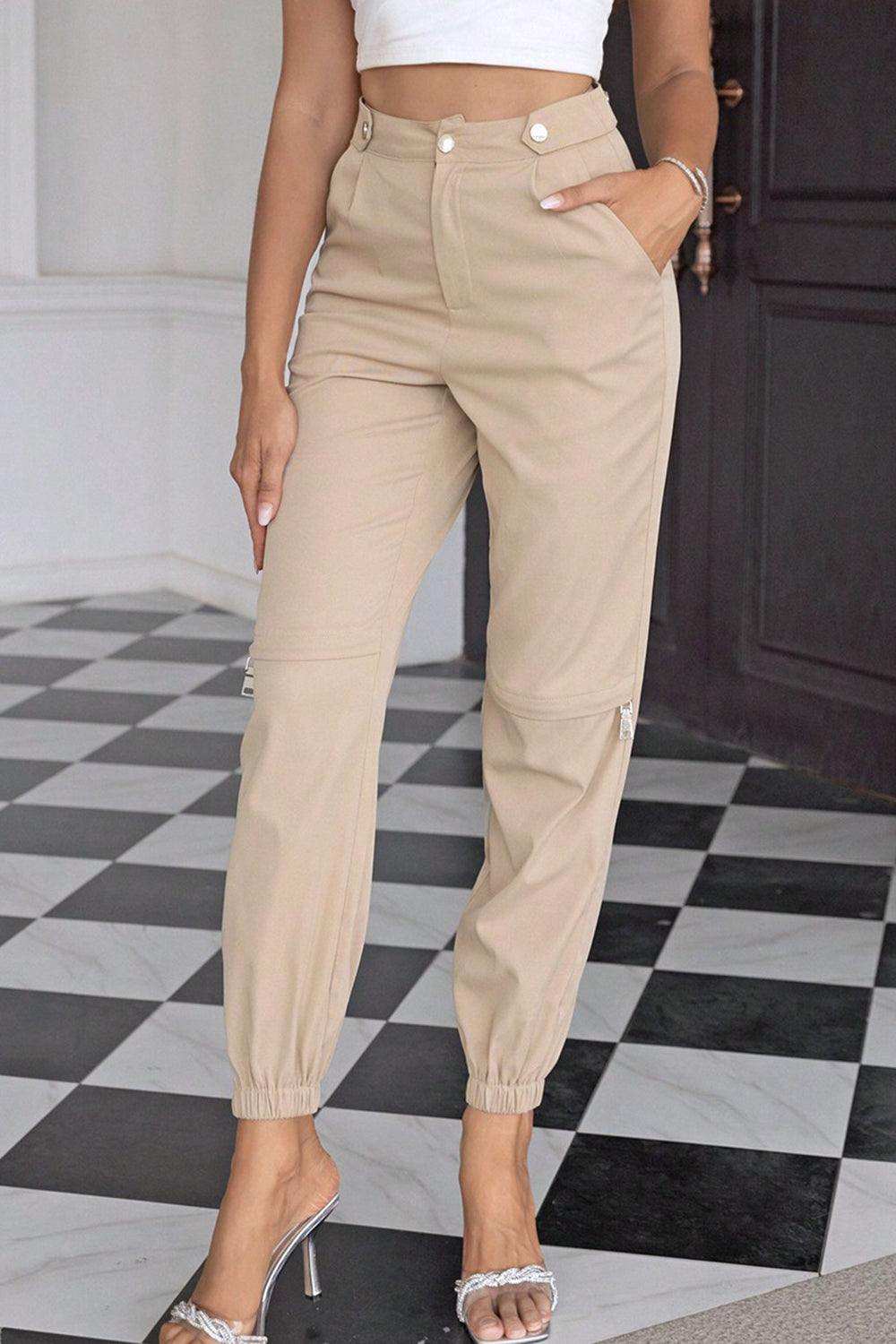 High Waist Pants with Pockets - Trendsi - Flyclothing LLC