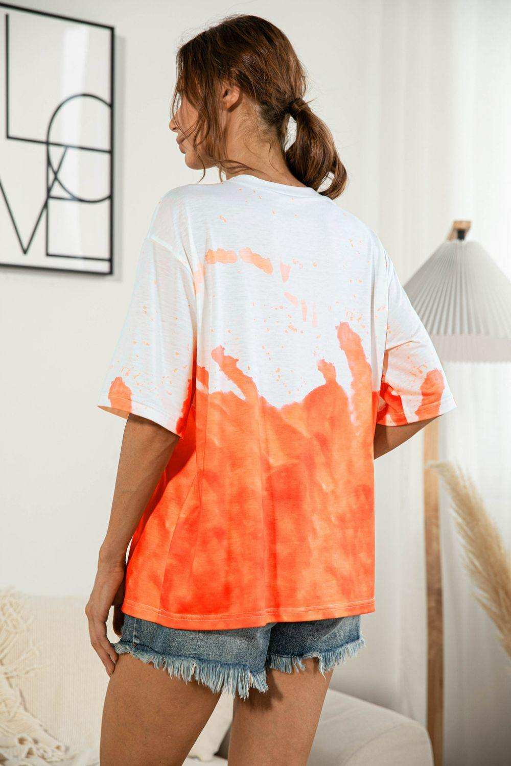 Tie-Dye Round Neck Tee Shirt - Trendsi - Flyclothing LLC