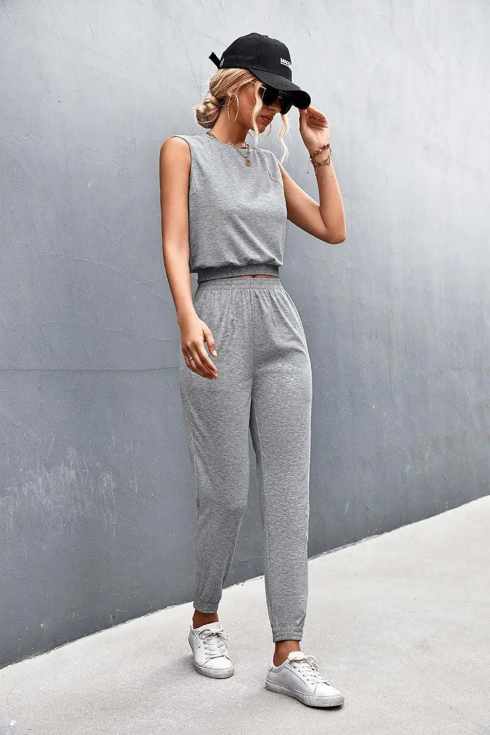 Sleeveless Top and Joggers Set - Trendsi - Flyclothing LLC