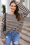 Round Neck Dropped Shoulder Knit Top - Trendsi - Flyclothing LLC