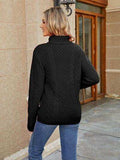 Cable-Knit Mock Neck Sweater - Trendsi - Flyclothing LLC