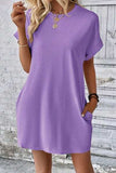 Pocketed Round Neck Short Sleeve Dress - Trendsi - Flyclothing LLC