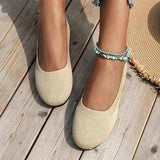 Round Toe Knit Ballet Flats - Trendsi - Flyclothing LLC