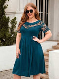 Plus Size Ruched Round Neck Short Sleeve Dress - Trendsi - Flyclothing LLC