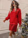 Sequin Teddy Sweatshirt and Shorts Set - Trendsi - Flyclothing LLC