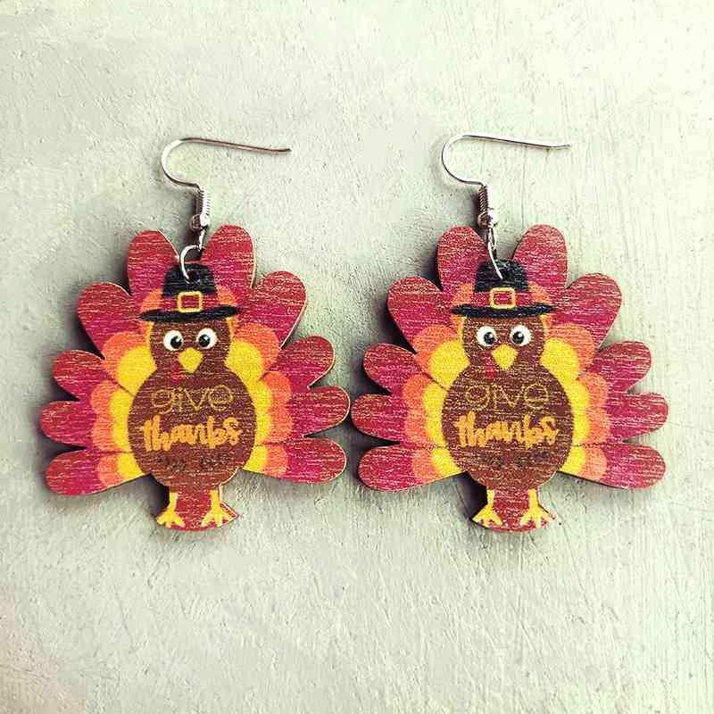 Thanksgiving Turkey Drop Earrings - Trendsi - Flyclothing LLC