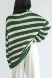 Striped Round Neck Dropped Shoulder Sweater - Trendsi - Flyclothing LLC