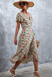 Floral Surplice Neck Tied Midi Dress - Trendsi - Flyclothing LLC