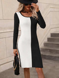 Contrast Slit Sweater Dress - Trendsi - Flyclothing LLC