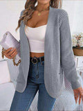 Open Front Long Sleeve Cardigan with Pockets - Trendsi - Flyclothing LLC