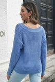 Cable-Knit V-Neck Sweater - Trendsi - Flyclothing LLC