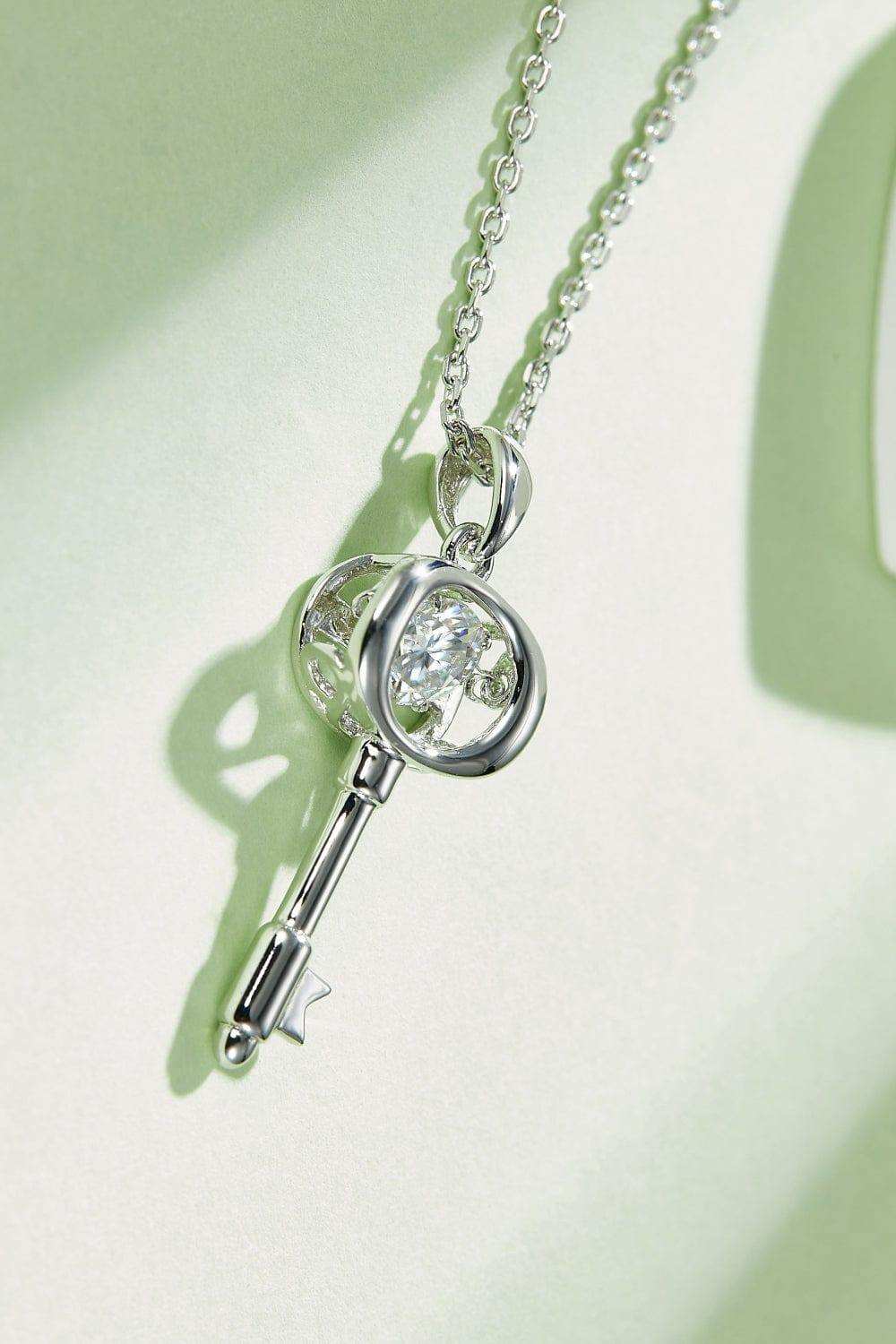 Moissanite Key Pendant Necklace - Trendsi - Flyclothing LLC