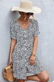 Printed Button down Pocketed Dress - Trendsi - Flyclothing LLC