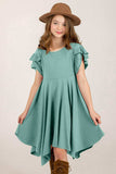 Round Neck Petal Sleeve Dress - Trendsi - Flyclothing LLC