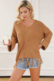 Fringe V-Neck Long Sleeve Sweater - Trendsi - Flyclothing LLC