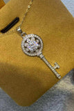 1 Carat Moissanite Platinum-Plated Key Pendant Necklace - Trendsi - Flyclothing LLC