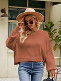Round Neck Dropped Shoulder Sweater - Trendsi - Flyclothing LLC