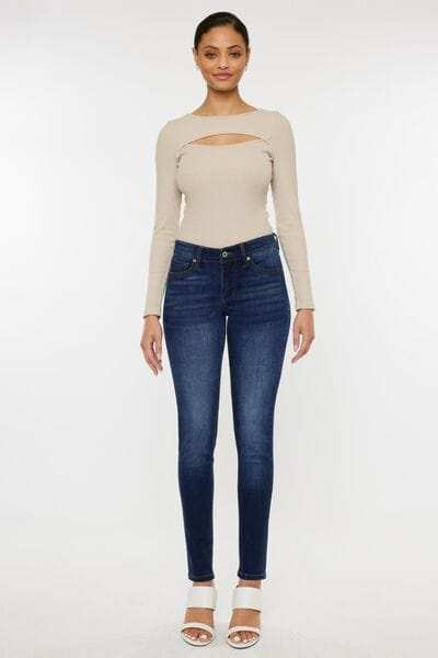 Kancan Mid Rise Gradient Skinny Jeans - Trendsi - Flyclothing LLC