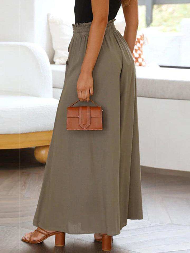 Drawstring Waist Wide Leg Pants - Trendsi - Flyclothing LLC