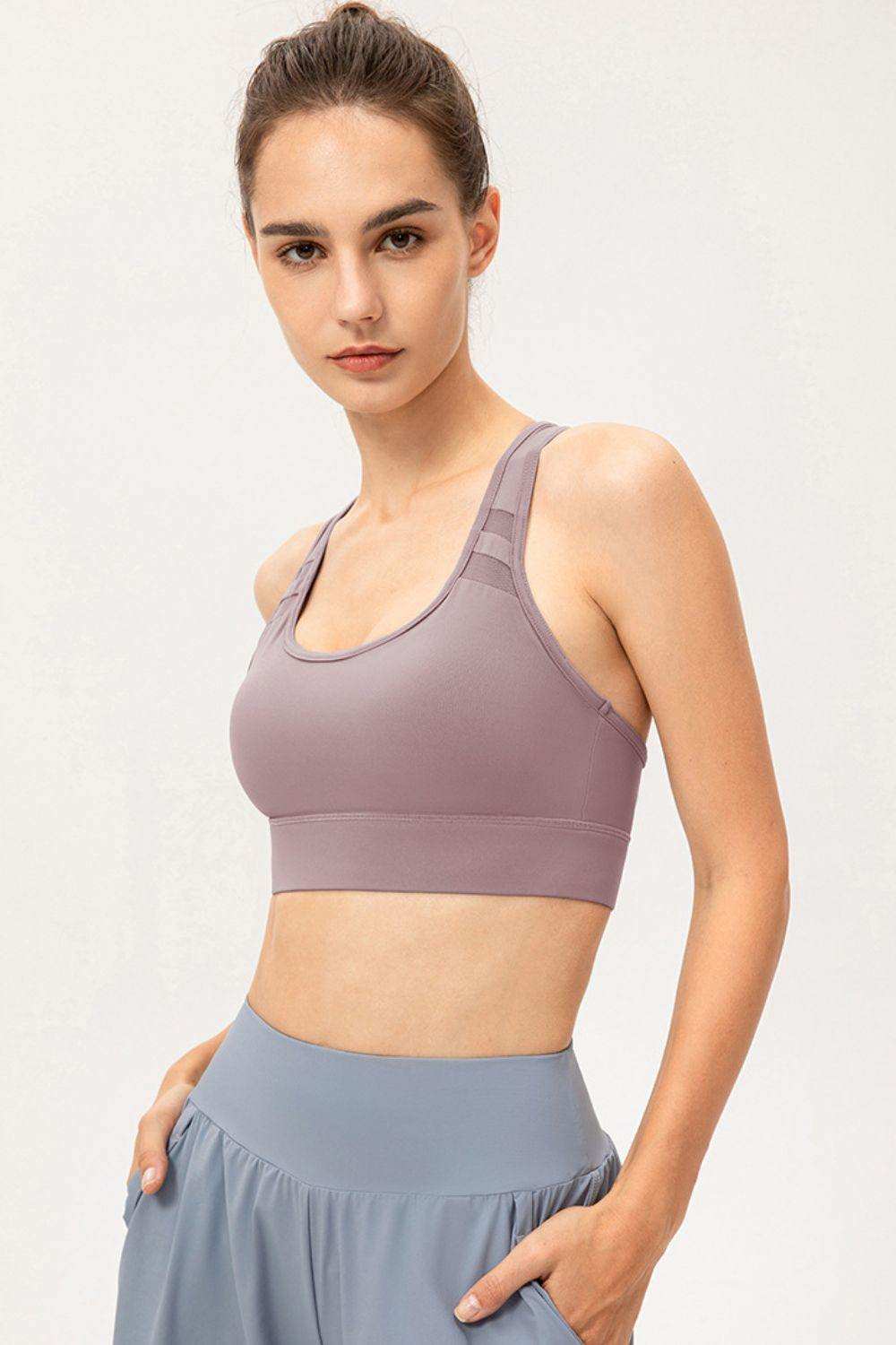 Scoop Neck Long Sports Bra - Trendsi - Flyclothing LLC