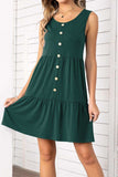 Decorative Button Scoop Neck Sleeveless Tiered Dress - Trendsi - Flyclothing LLC