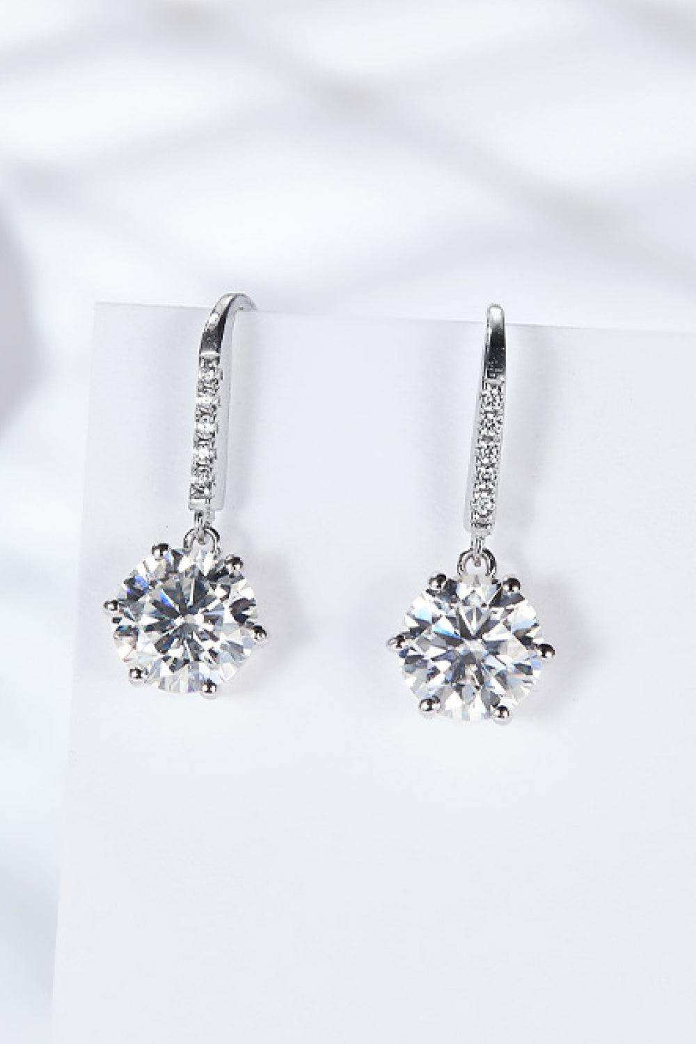 6-Prong Moissanite Drop Earrings - Trendsi - Flyclothing LLC