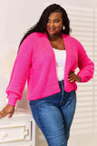 Woven Right Rib-Knit Open Front Drop Shoulder Cardigan - Trendsi - Flyclothing LLC