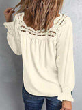 Cutout Square Neck Long Sleeve Blouse - Trendsi - Flyclothing LLC