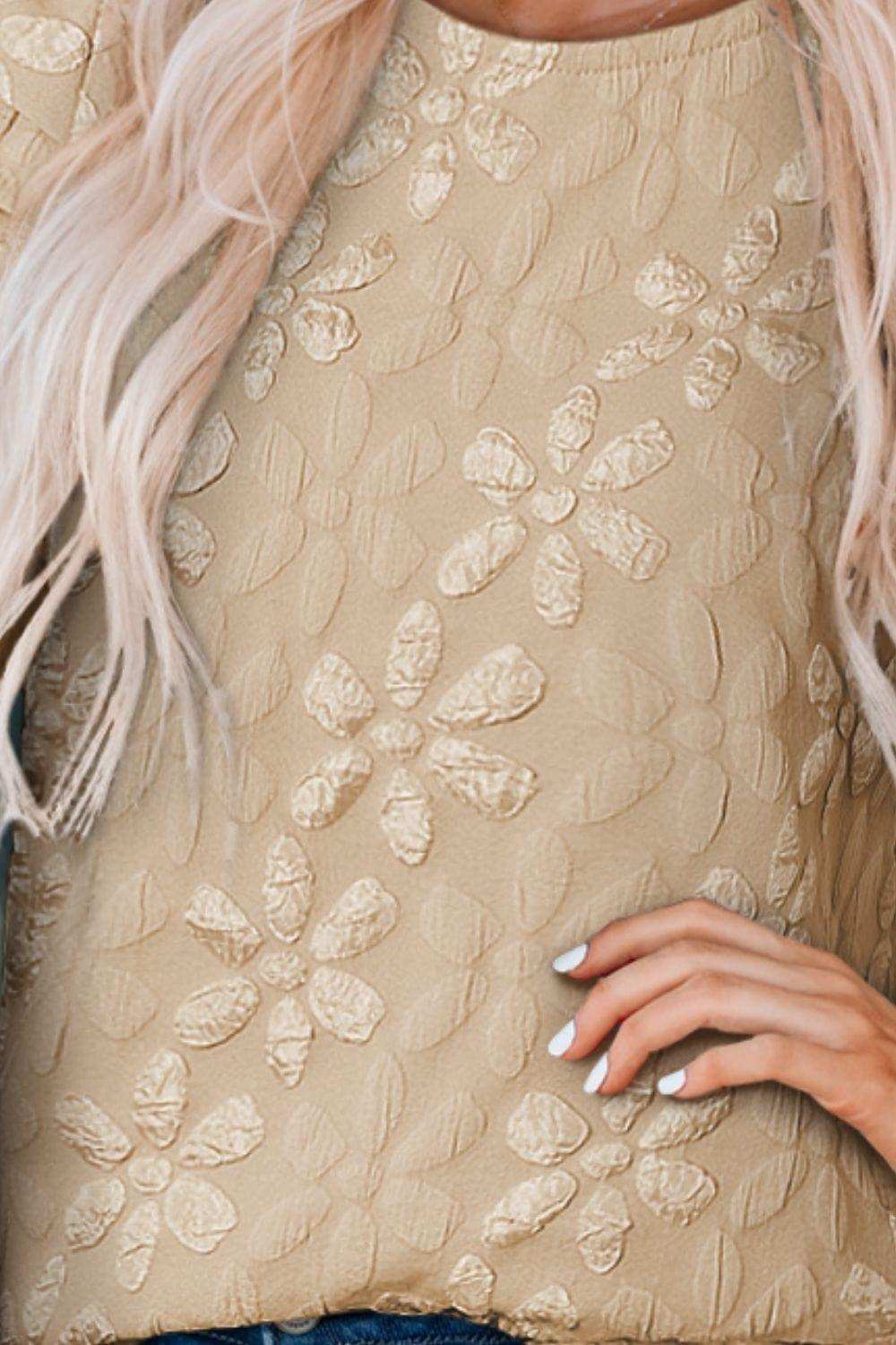 Puff Sleeve Round Neck Blouse - Trendsi - Flyclothing LLC