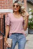 Eyelet Ruffled Round Neck T-Shirt - Trendsi - Flyclothing LLC