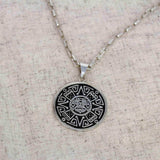 Alpaca Silver Aztec Face Pendant with Chain - Artisana - Flyclothing LLC