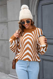 Printed Round Neck Long Sleeve Pullover Sweater - Trendsi - Flyclothing LLC
