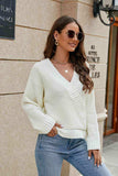 Openwork Surplice Long Sleeve Sweater - Trendsi - Flyclothing LLC