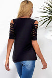 Round Neck Cutout Raglan Sleeve Tee - Trendsi - Flyclothing LLC