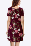 Floral Round Neck Short Sleeve Dress - Trendsi - Flyclothing LLC