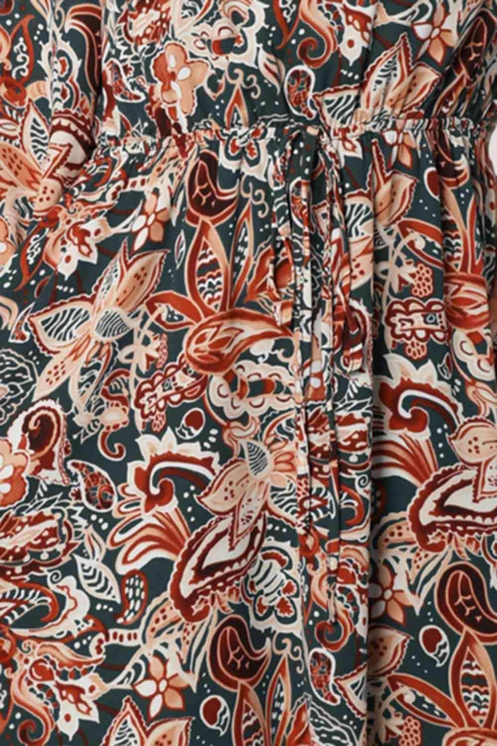 Printed V-Neck Mini Dress - Trendsi - Flyclothing LLC