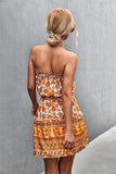 Bohemian Frill Trim Strapless Dress - Trendsi - Flyclothing LLC