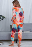 Tie-Dye Crewneck Top and Drawstring Waist Joggers Lounge Set - Trendsi - Flyclothing LLC