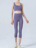 Wide Waistband Cropped Sports Leggings - Trendsi - Flyclothing LLC