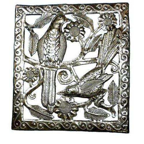 Two Birds Metal Wall Art - 11 by 12 Inches - Croix des Bouquets - Croix des Bouquets - Flyclothing LLC