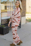 Geometric Top and Drawstring Pants Lounge Set - Trendsi - Flyclothing LLC