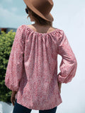 Printed Tie-Neck Balloon Sleeve Blouse - Trendsi - Flyclothing LLC