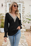 Eyelet V-Neck Smocked Flounce Sleeve Blouse - Trendsi - Flyclothing LLC