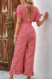 Printed Tie Back Ruffled Jumpsuit - Trendsi - Flyclothing LLC