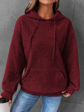 Textured Drawstring Drop Shoulder Hoodie - Trendsi - Flyclothing LLC