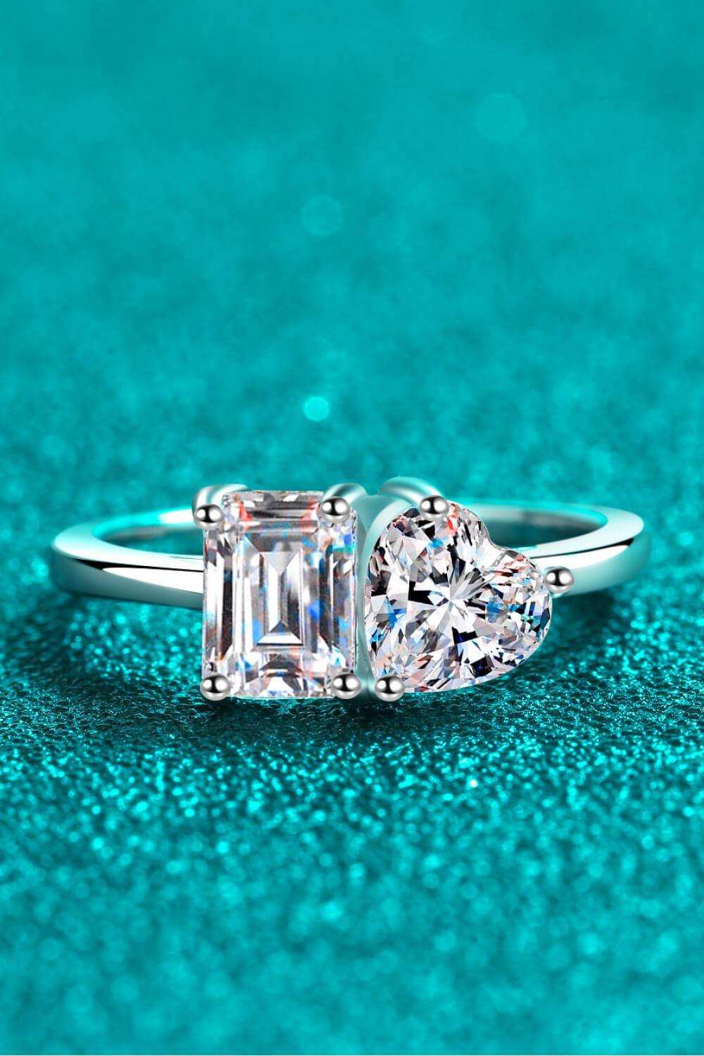 Rhodium-Plated 2 Carat Moissanite Ring - Trendsi - Flyclothing LLC